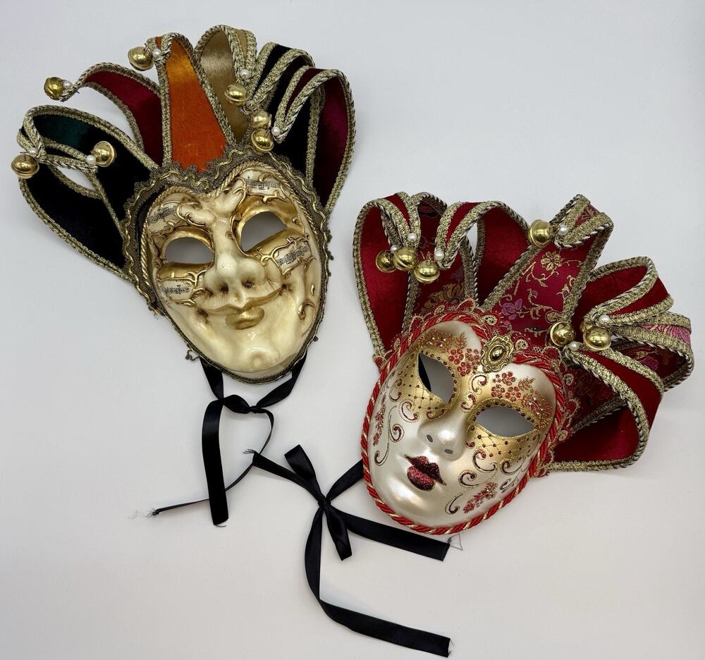 Pair-Hand Painted Venetian Masks Made in Venice Italy (La Maschera del Galeone)